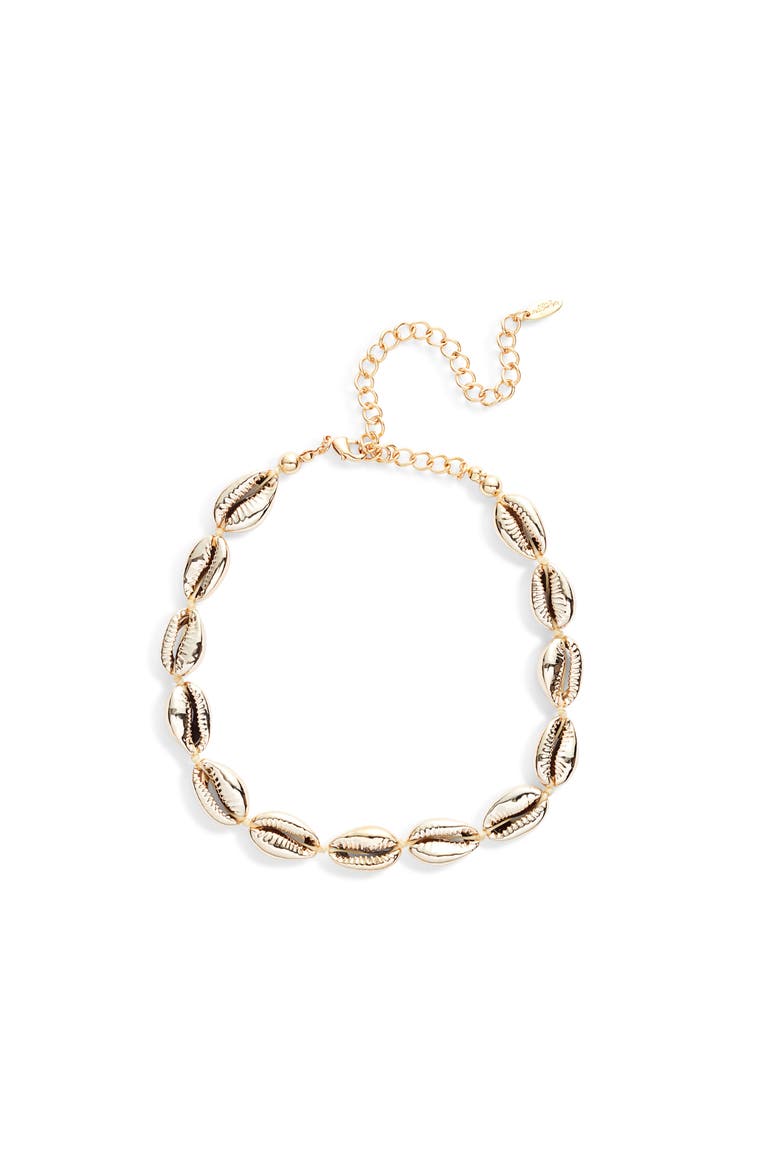 Shell Collar Necklace, Main, color, GOLD