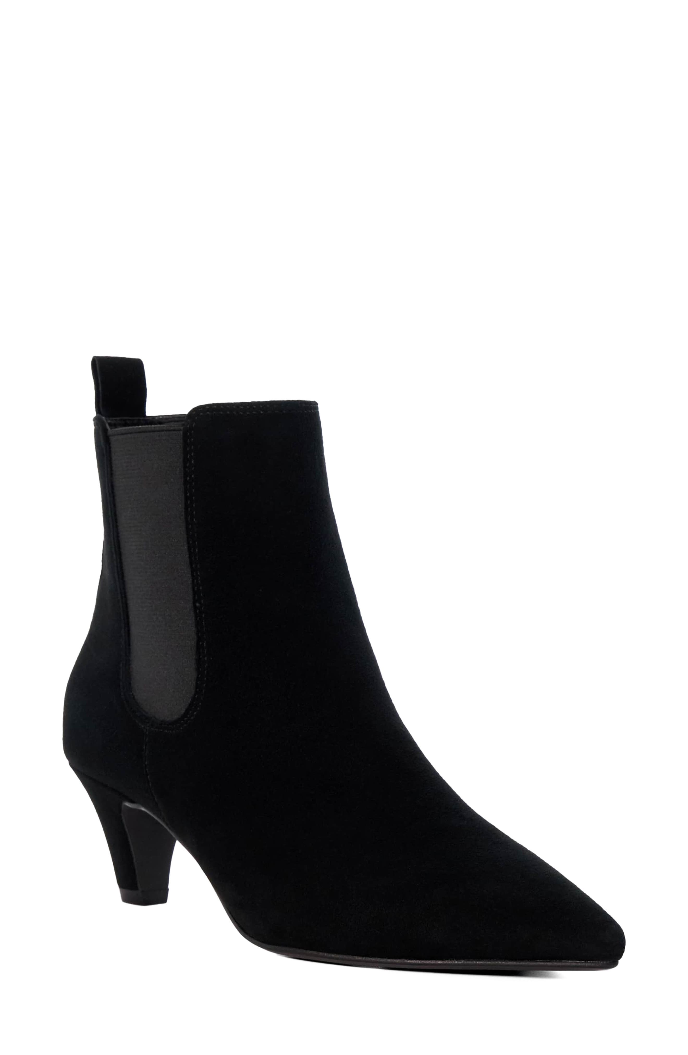 Obvious Pointed Toe Chelsea Boot, Main, color, BLACK