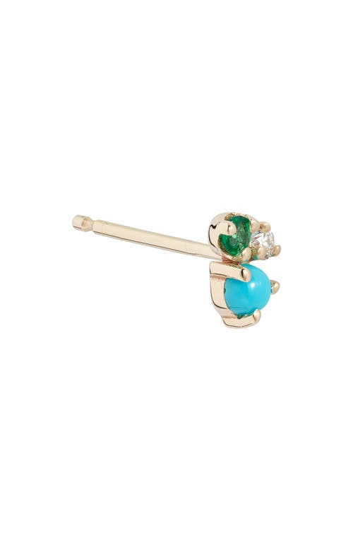 Zoë Chicco 14k Gold Turquoise, Emerald & Diamond Stud Earrings