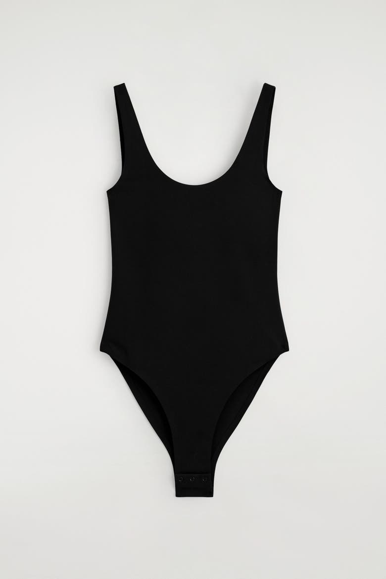 Technical Jersey Bodysuit, Alternate, color, BLACK