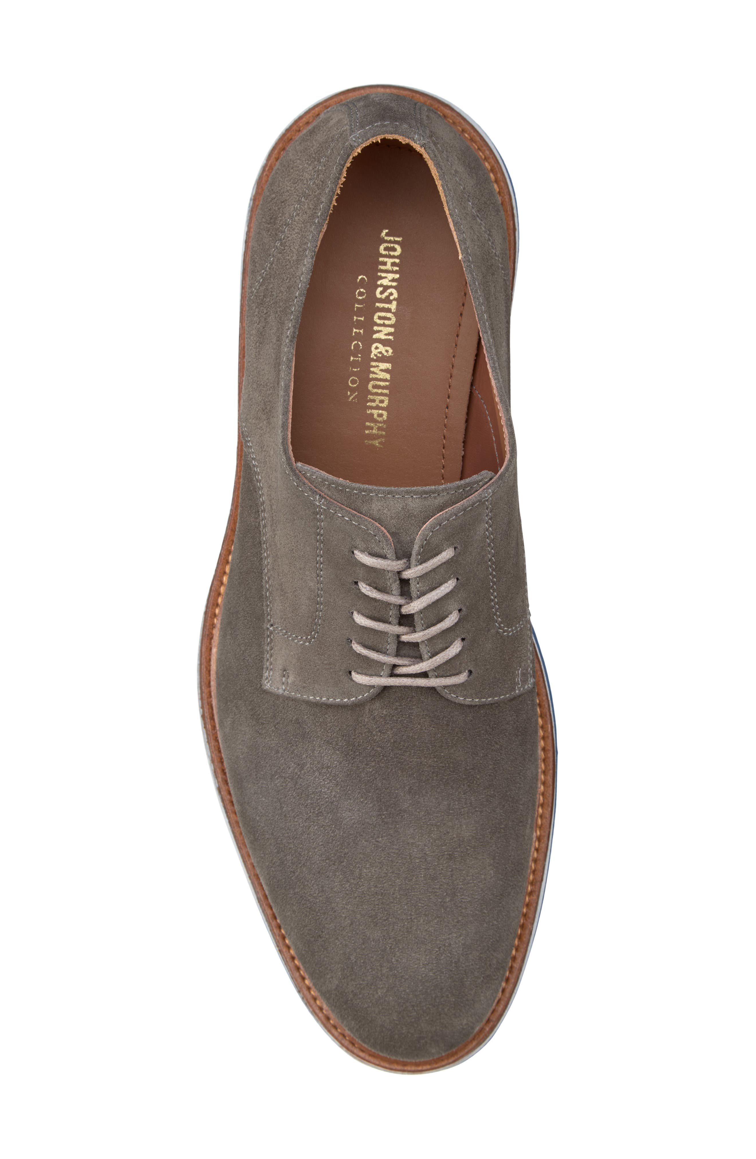 Johnston & Murphy Jenson Plain Toe Derby, Alternate, color, Gray Italian Suede