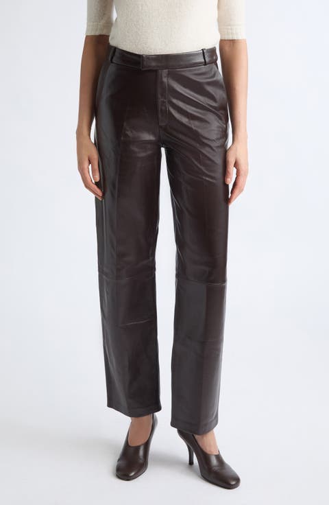 Cami Straight Leg Lambskin Leather Pants
