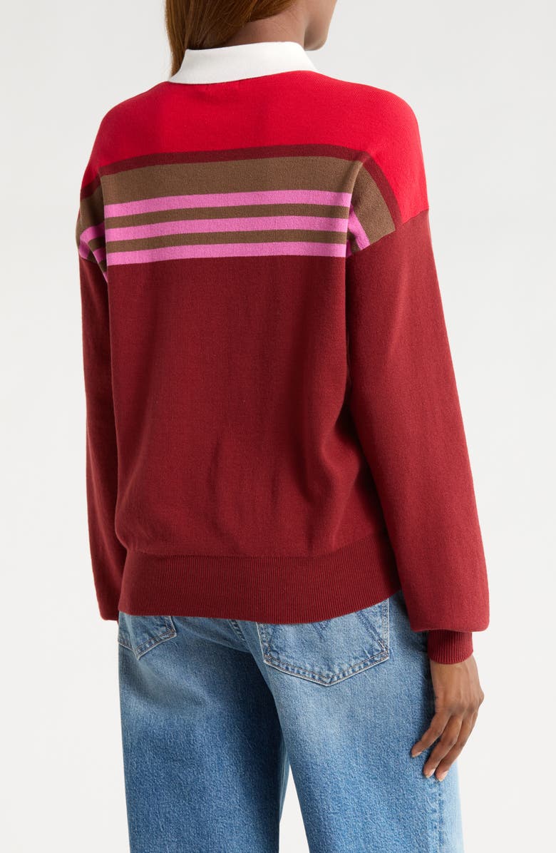 STAUD Sail Polo Sweater, Alternate, color, Cardinal Multi Stripe