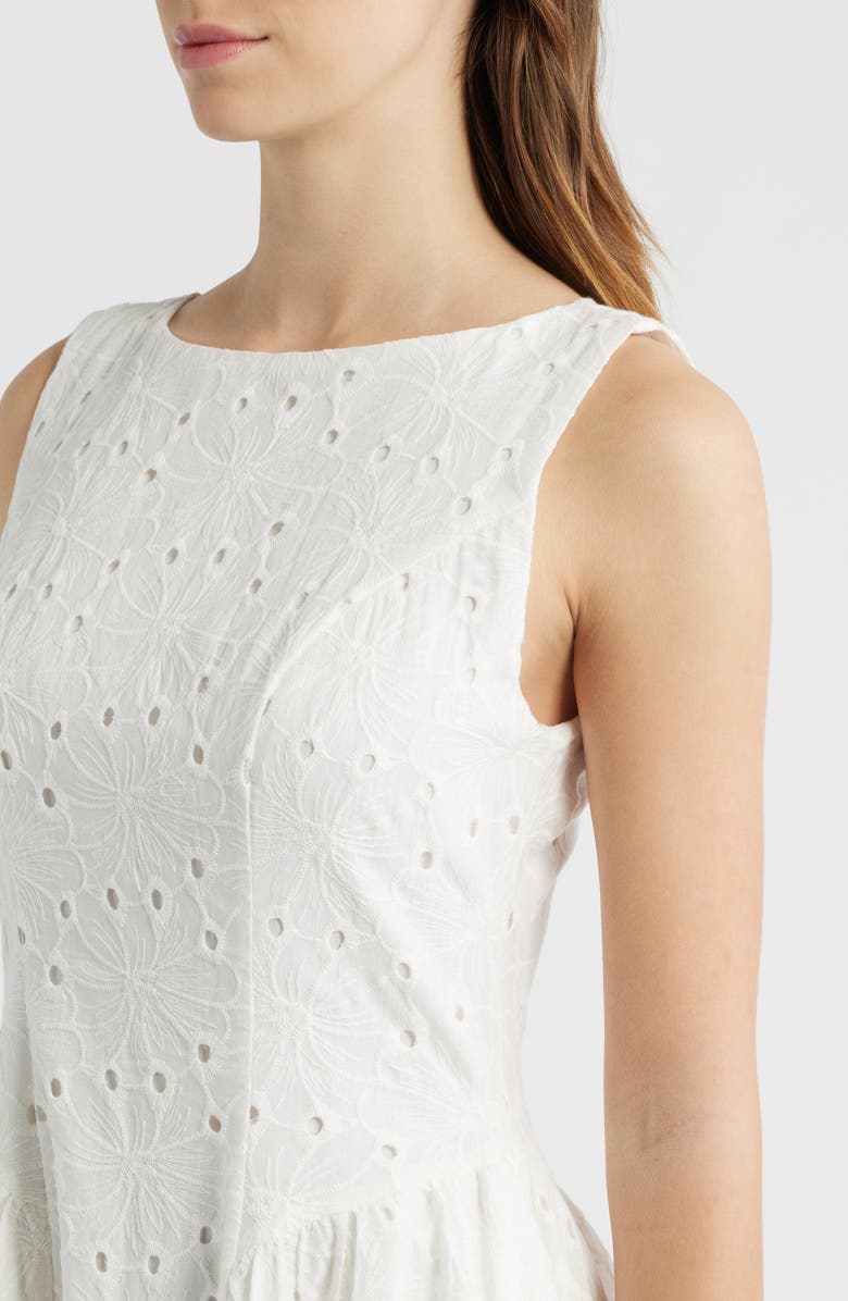 All in Favor Broderie Anglaise Fit & Flare Midi Dress, Alternate, color, White
