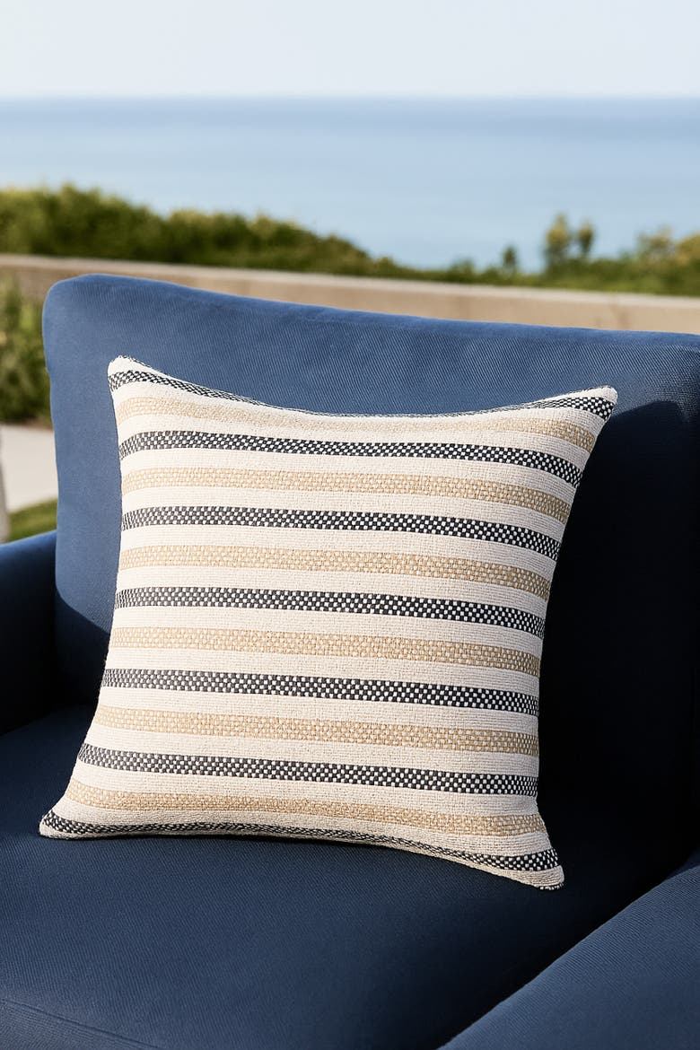 Marina Stripe Pillow, Alternate, color, Navy Blue