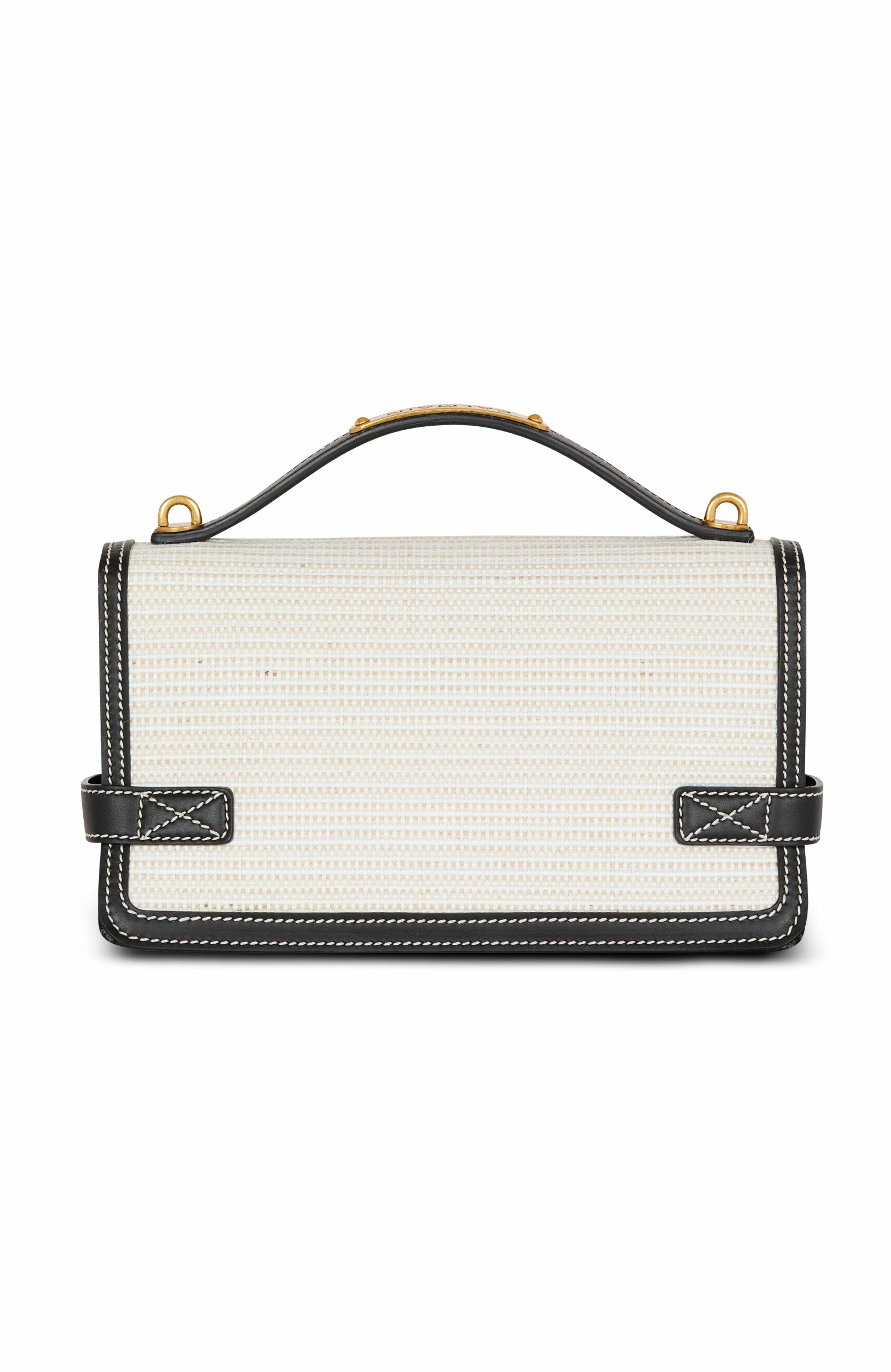 Balmain Raffia B-Buzz Shoulder 24 Bag, Alternate, color, 