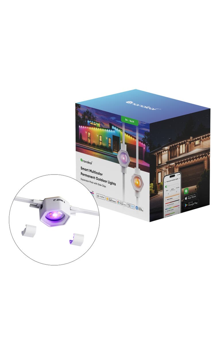 Matter Smart Multicolor Permanent Outdoor Lights Expansion Pack with Side Clips 16.6ft, Main, color, Multicolor