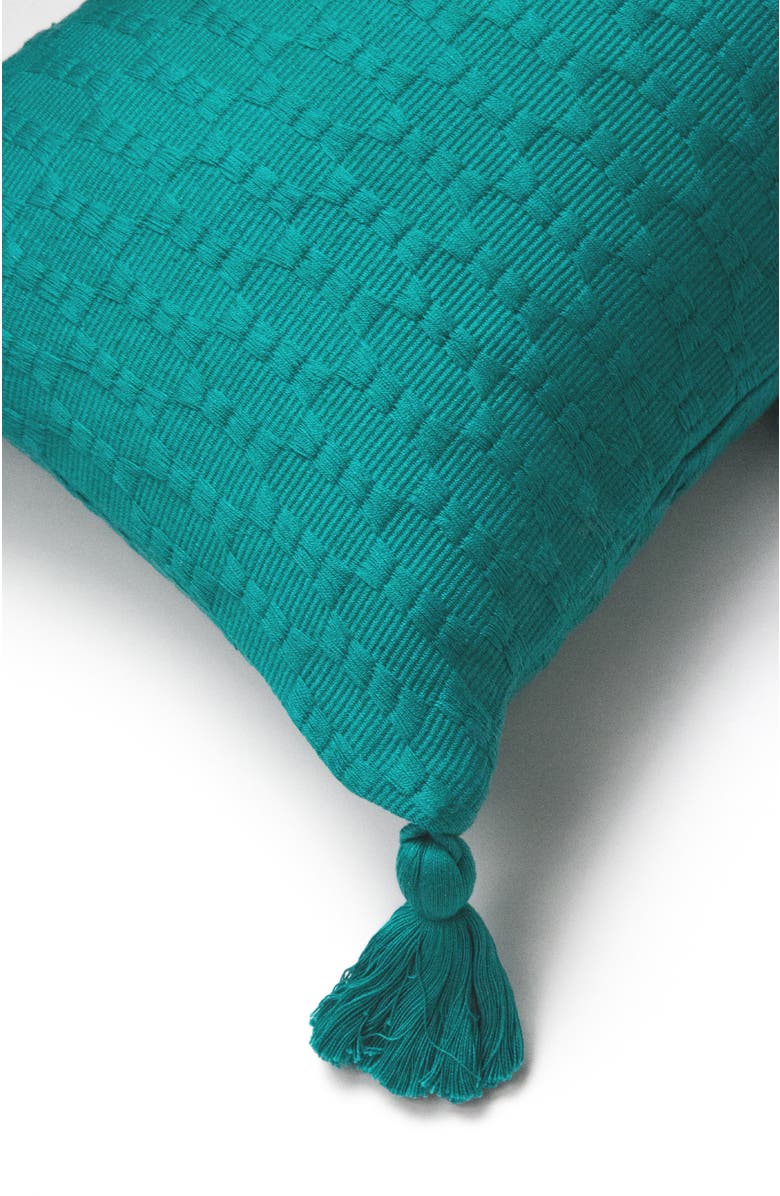 Archive New York Antigua Colorblocked Handwoven Cotton Throw Pillow | 12x20, Alternate, color, Jade And Aqua