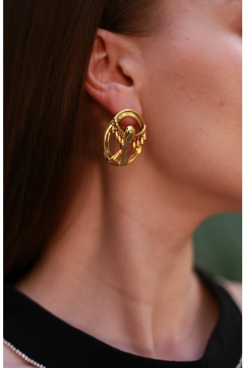 Flying Hawk Earrings, Alternate, color, Gold