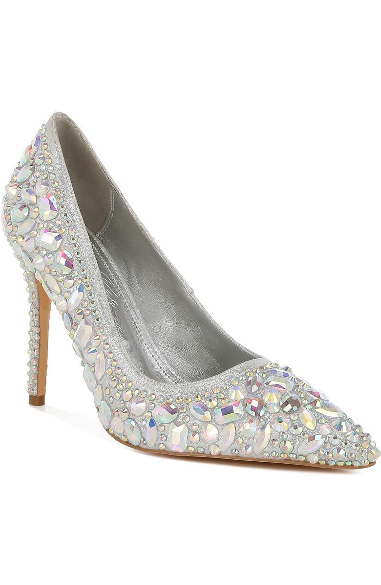 LONDON RAG Iceout Crystal Embellished Pump, Main, color, Silver