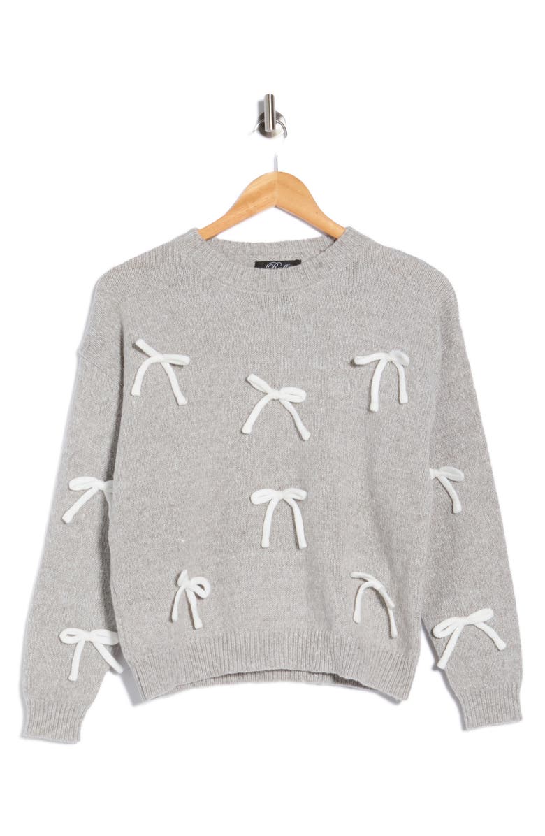 Roffe Accessories Bow Sweater, Alternate, color, Grey