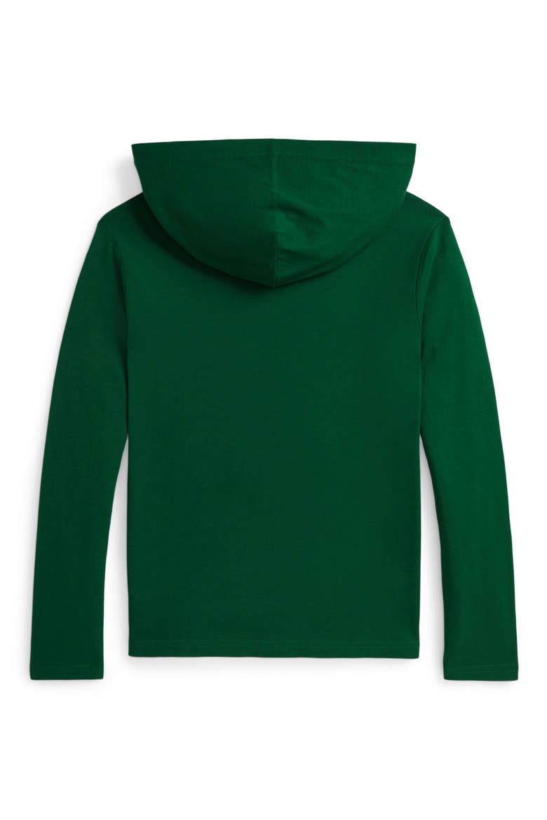 Kids' Polo Bear Hooded Cotton Long Sleeve T-Shirt, Alternate, color, NEW FOREST