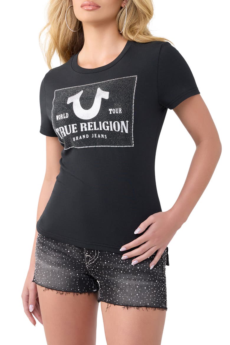 Crystal Classic Crewneck T-Shirt, Main, color, JET BLACK