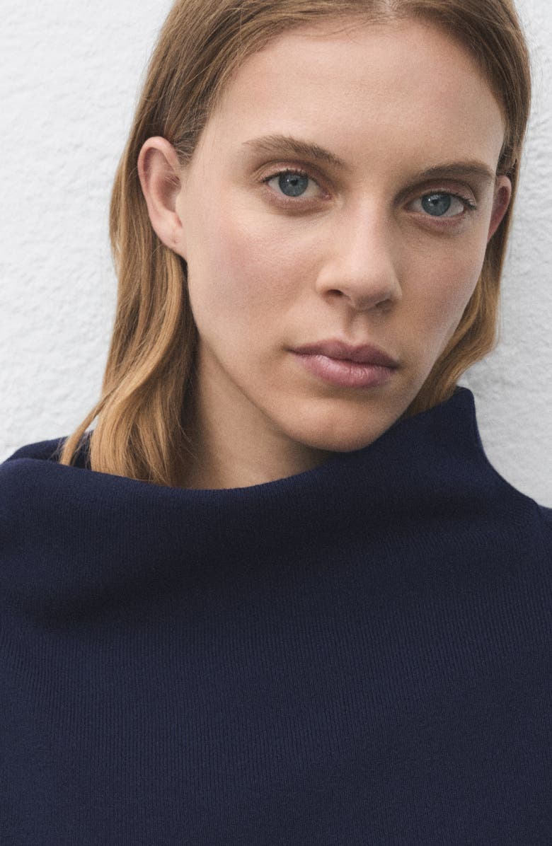 MANGO Ruched Off the Shoulder Sweater, Alternate, color, Navy