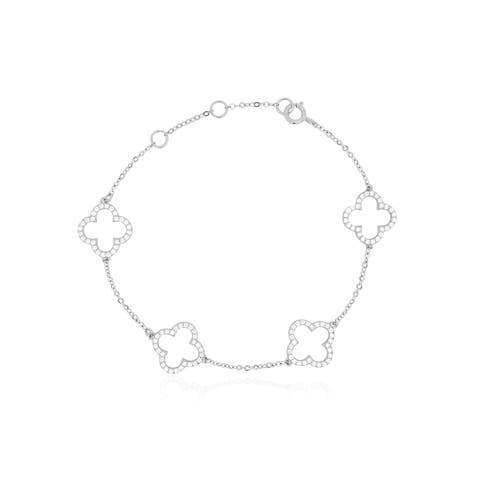 Small CZ Open Clover Bracelet