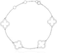 The Lovery Fine Jewelry Small CZ Open Clover Bracelet