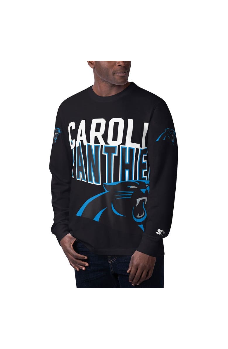 STARTER Men's Starter Black Carolina Panthers Clutch Hit Long Sleeve T-Shirt, Main, color, 