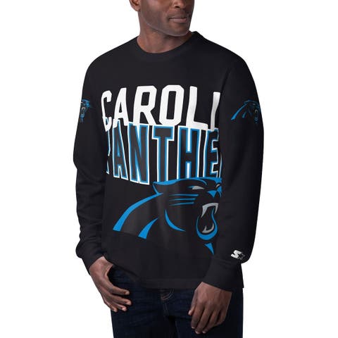 Men's Starter Black Carolina Panthers Clutch Hit Long Sleeve T-Shirt