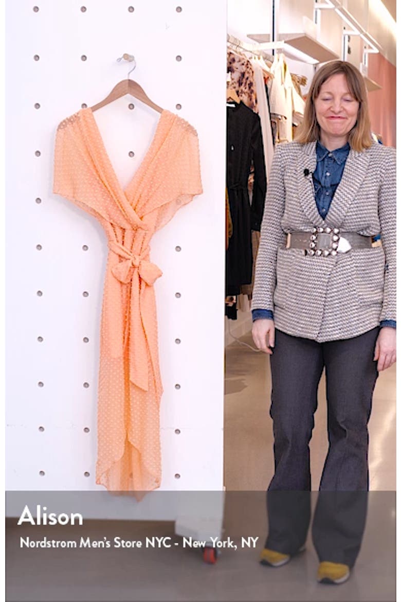 Clip Dot Faux Wrap Silk & Cotton Blend Dress video