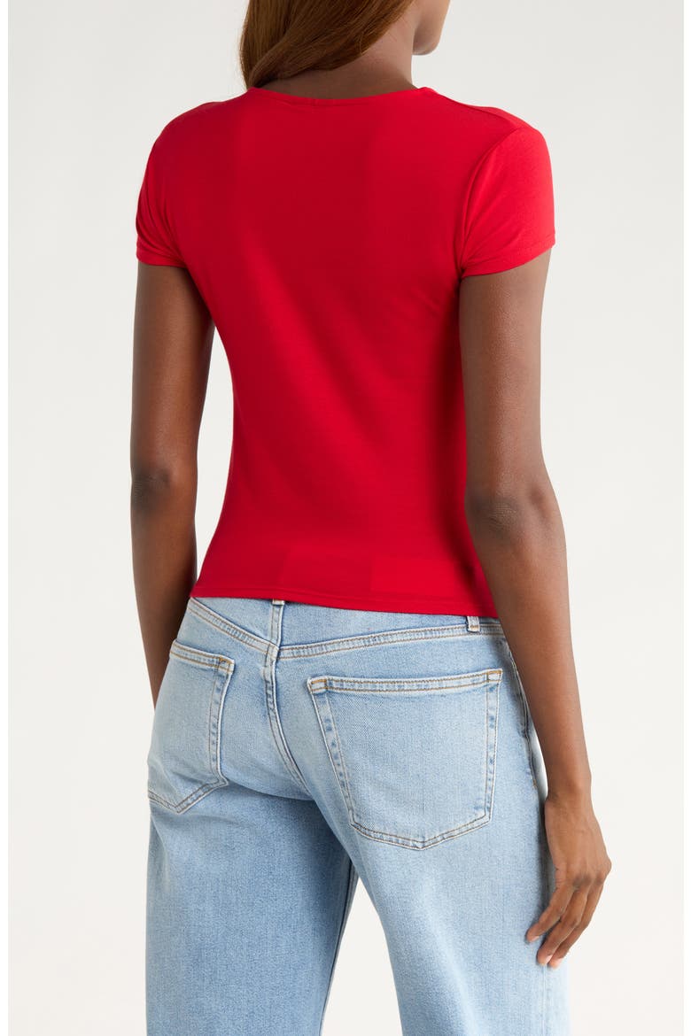 Else Cutout Cap Sleeve Top, Alternate, color, LIPSTICK
