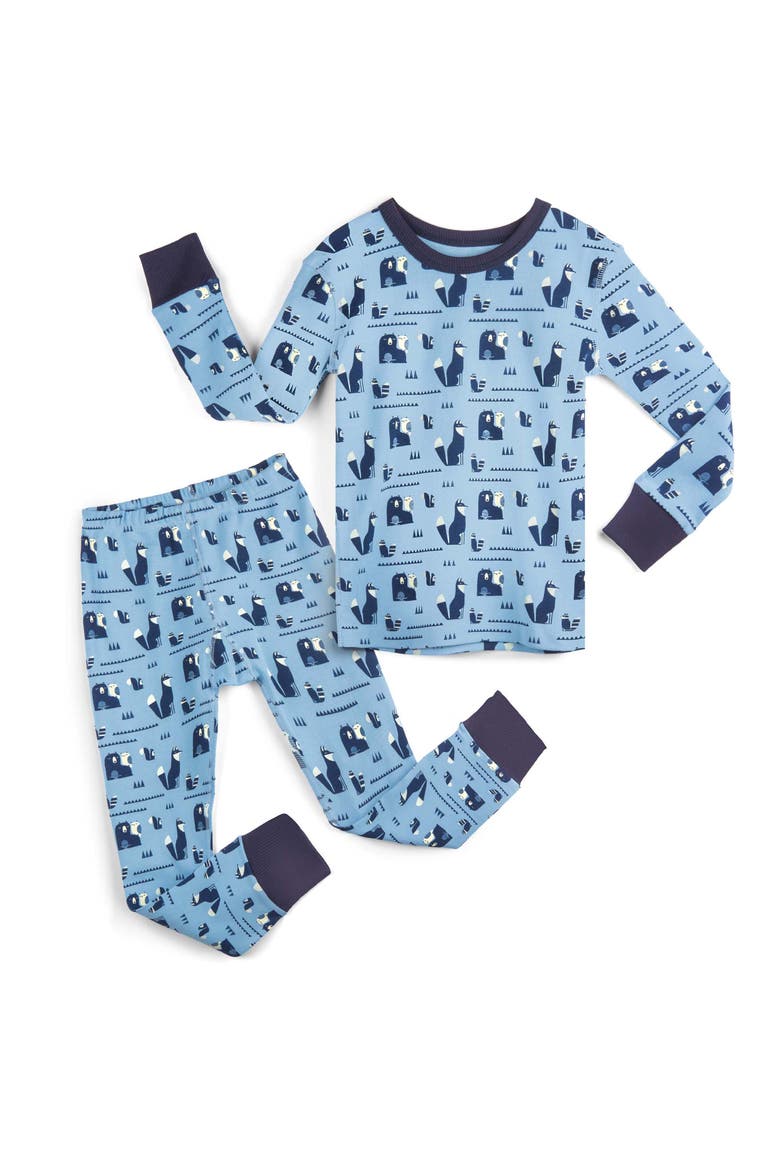 100% Organic Cotton Print Long Sleeve Snug Fit Kids Pajamas, Main, color, Bear-Venture