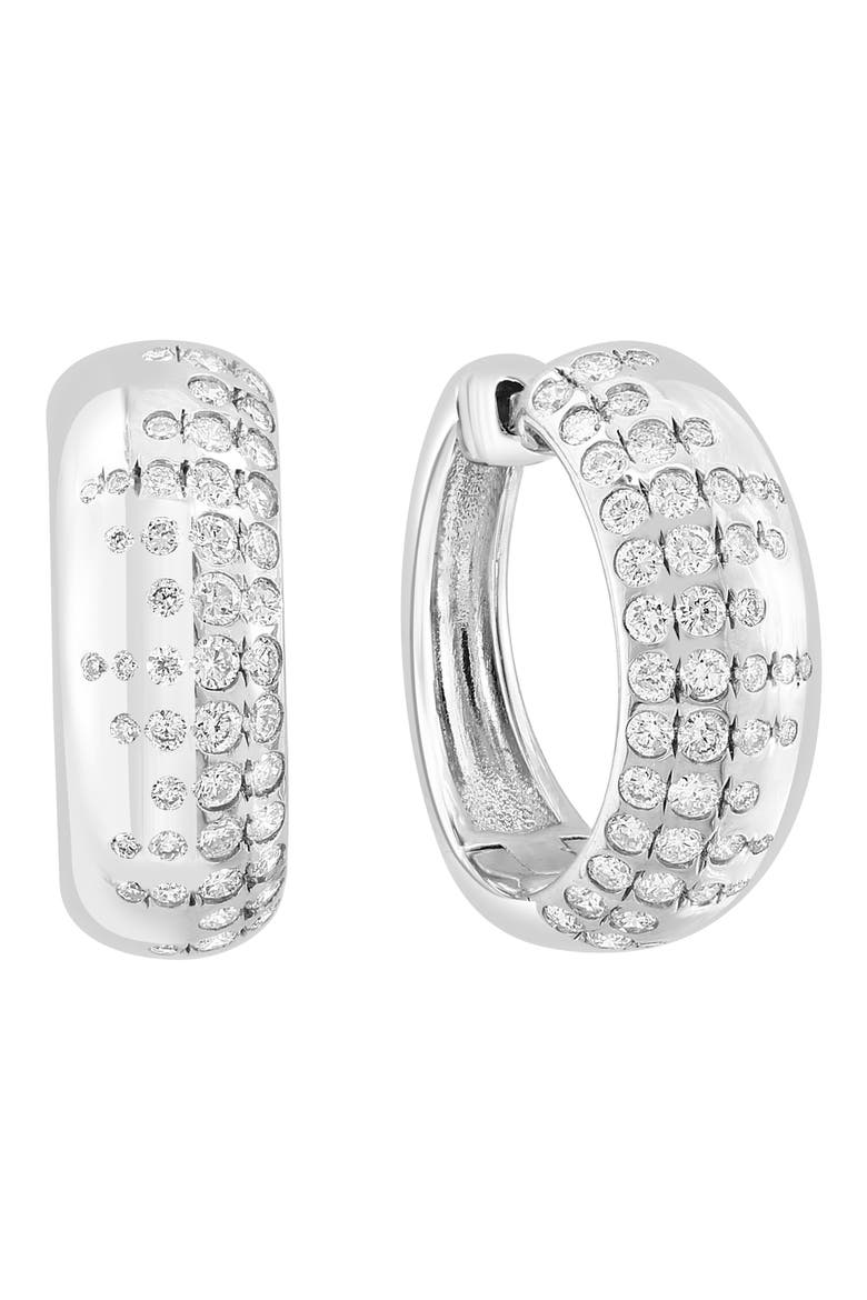 Diamond Hoop Earrings - 0.85ct., Main, color, SILVER