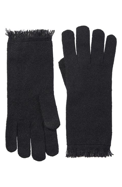 Fringed Cashmere Knit Gloves