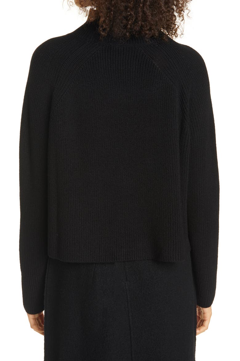 Merino Wool Crop Turtleneck Sweater, Alternate, color, BLACK