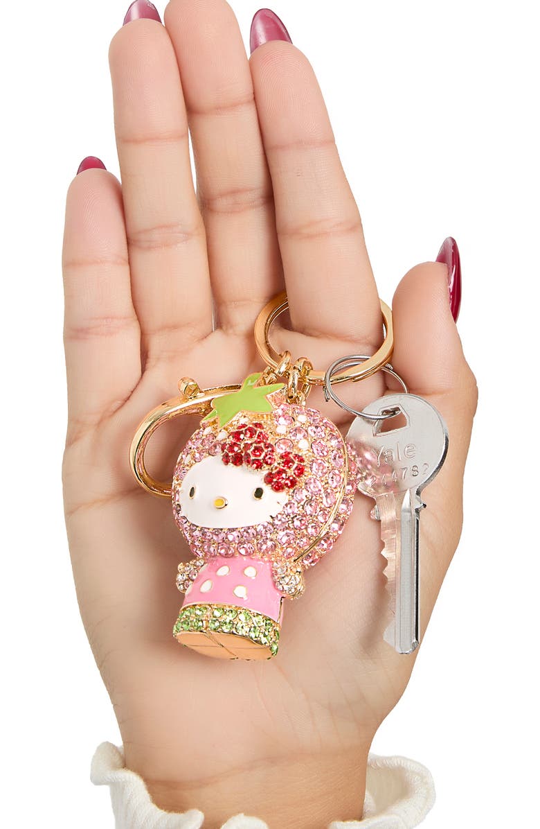 Hello Kitty x Strawberry Shortcake Crystal Pavé Bag Charm Keychain, Alternate, color, Pink, Multi