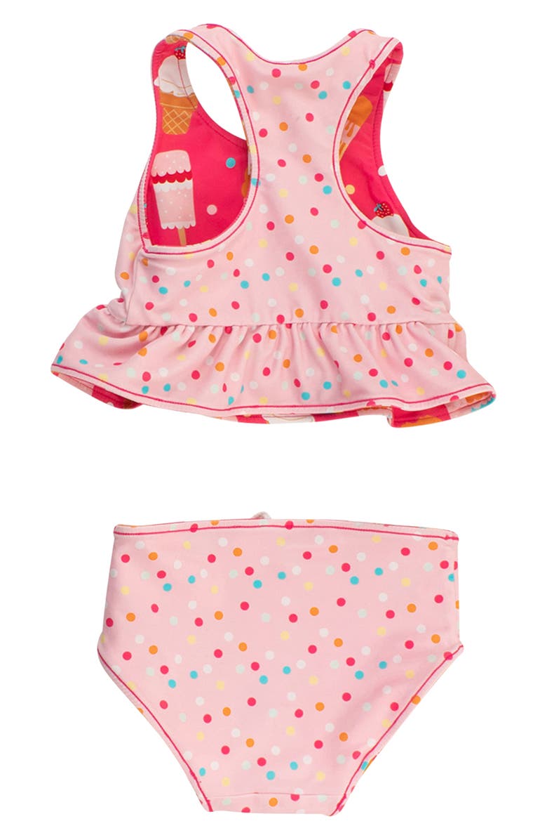 RuffleButts Kids' Sweet Scoops Reversible Two-Piece Swimsuit, Alternate, color, Pink