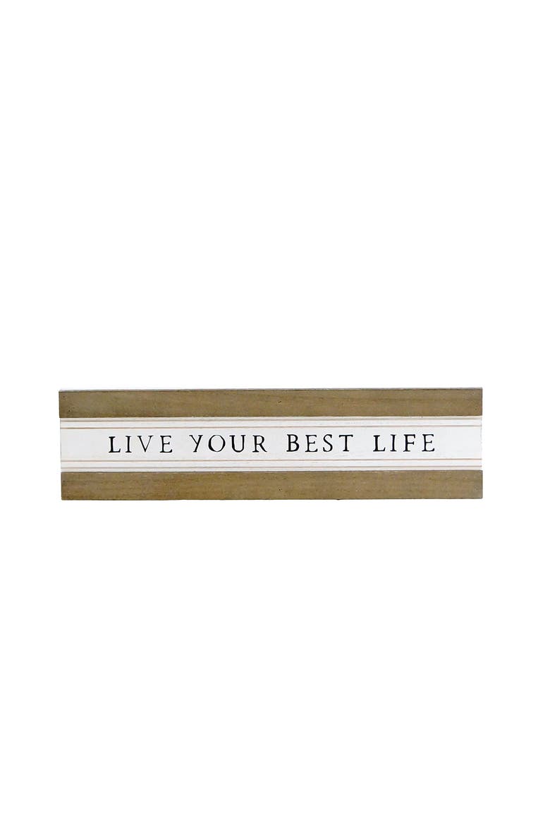 Wood 11.75 in. White Live Your Best Life Sign, Main, color, White