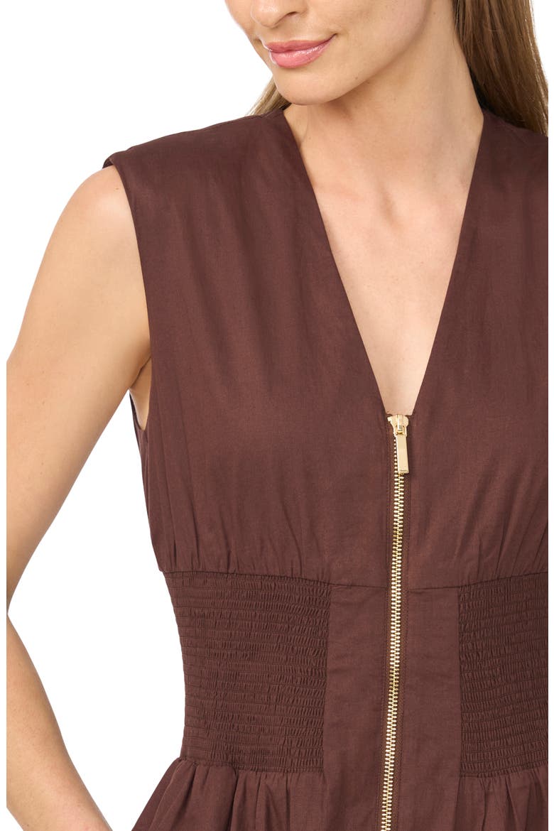 Zip-Front Midi Dress, Alternate, color, CHICORY COFFEE