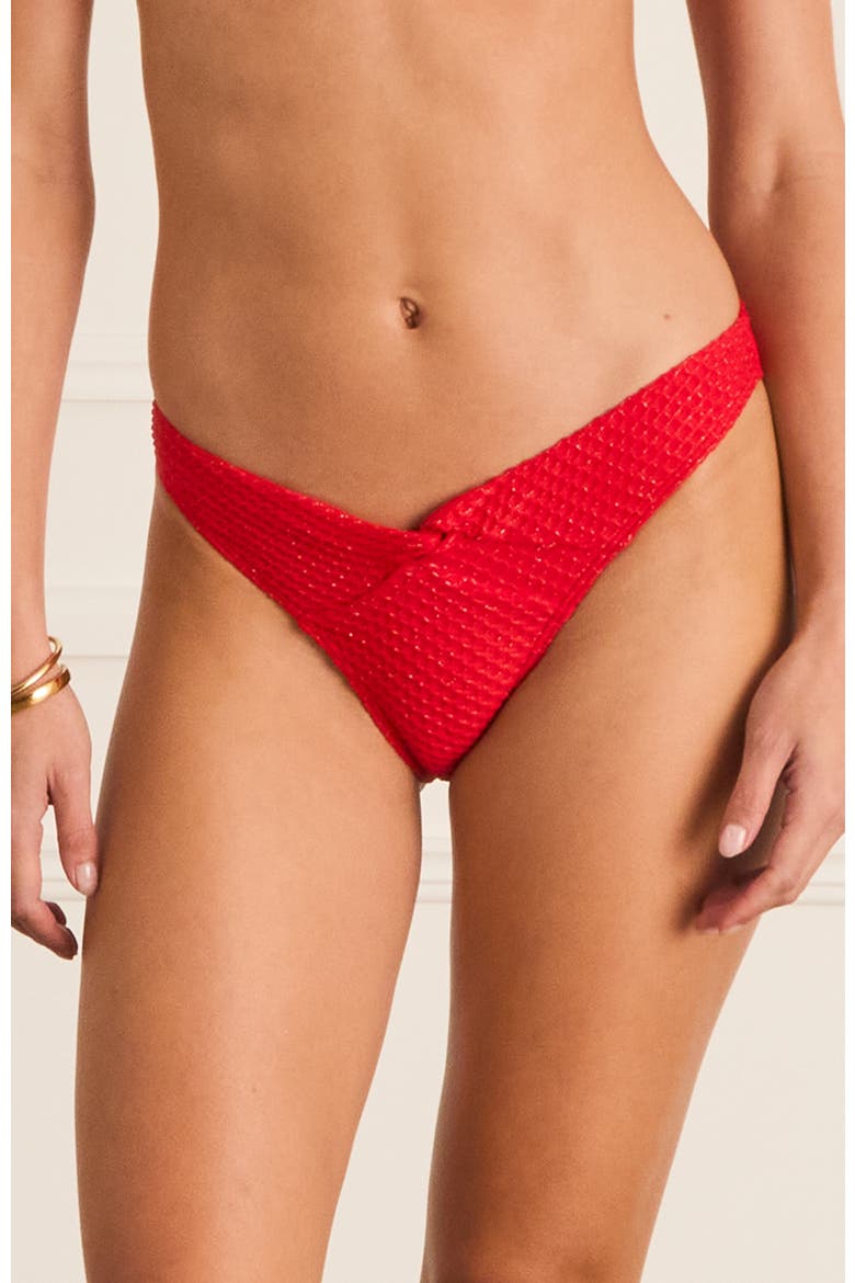 Dipped Front Presley Cheeky Pant Bikini Bottom, Main, color, Red