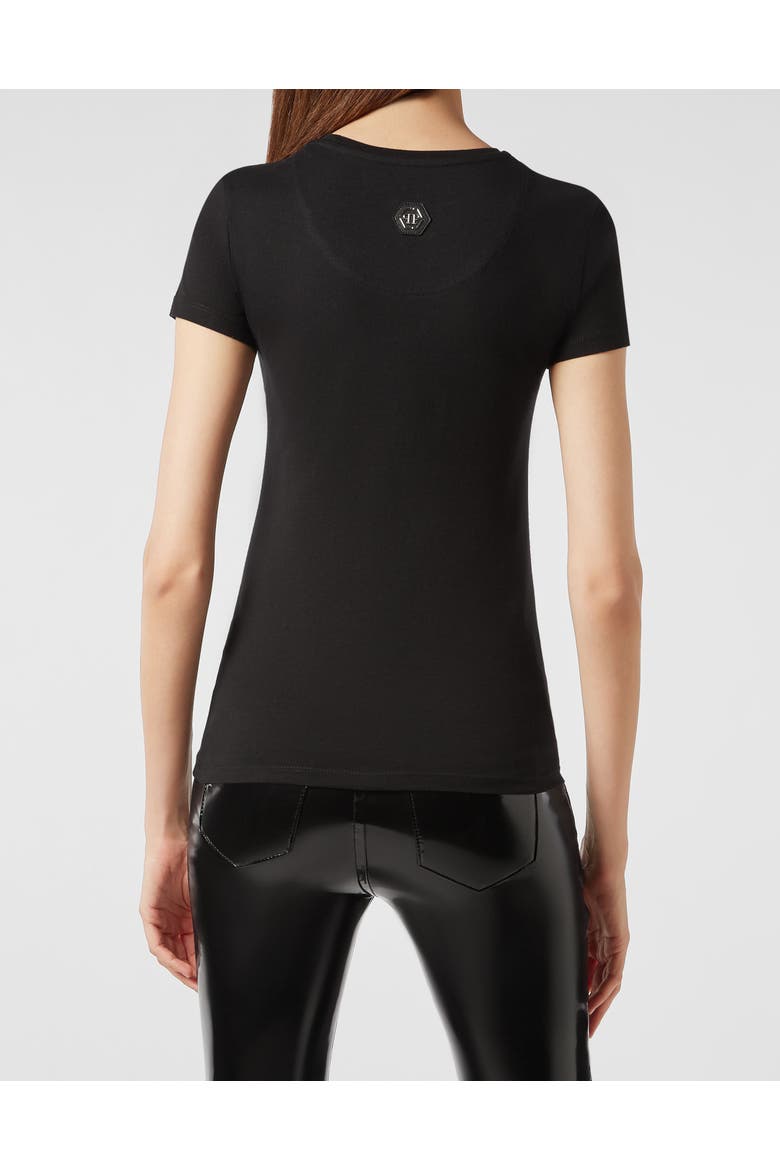 T-Shirt Round Neck Statement Women, Alternate, color, black