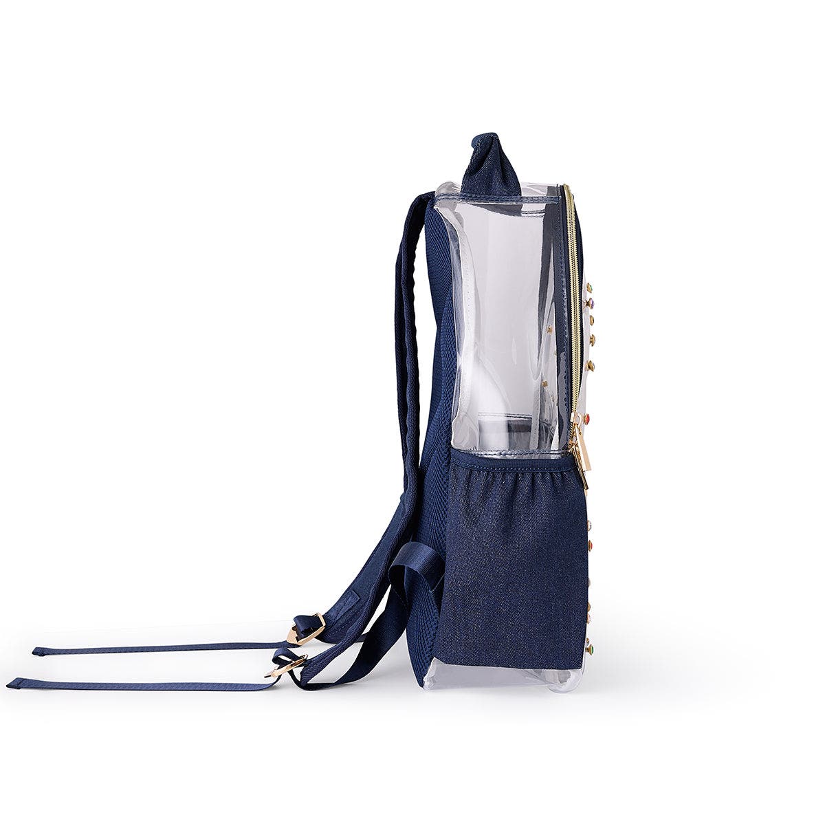 Denim and Gems Clear Backpack by Packed Party | 17" Cute Backpack for Girls, Alternate, color, Multicolor