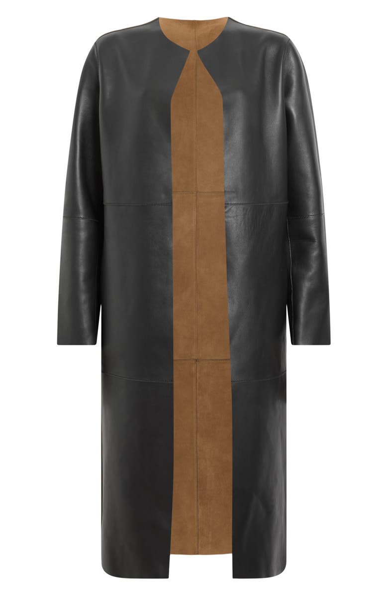 AllSaints Reversible Leather & Suede Long Jacket, Alternate, color, 