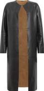 AllSaints Reversible Leather & Suede Long Jacket