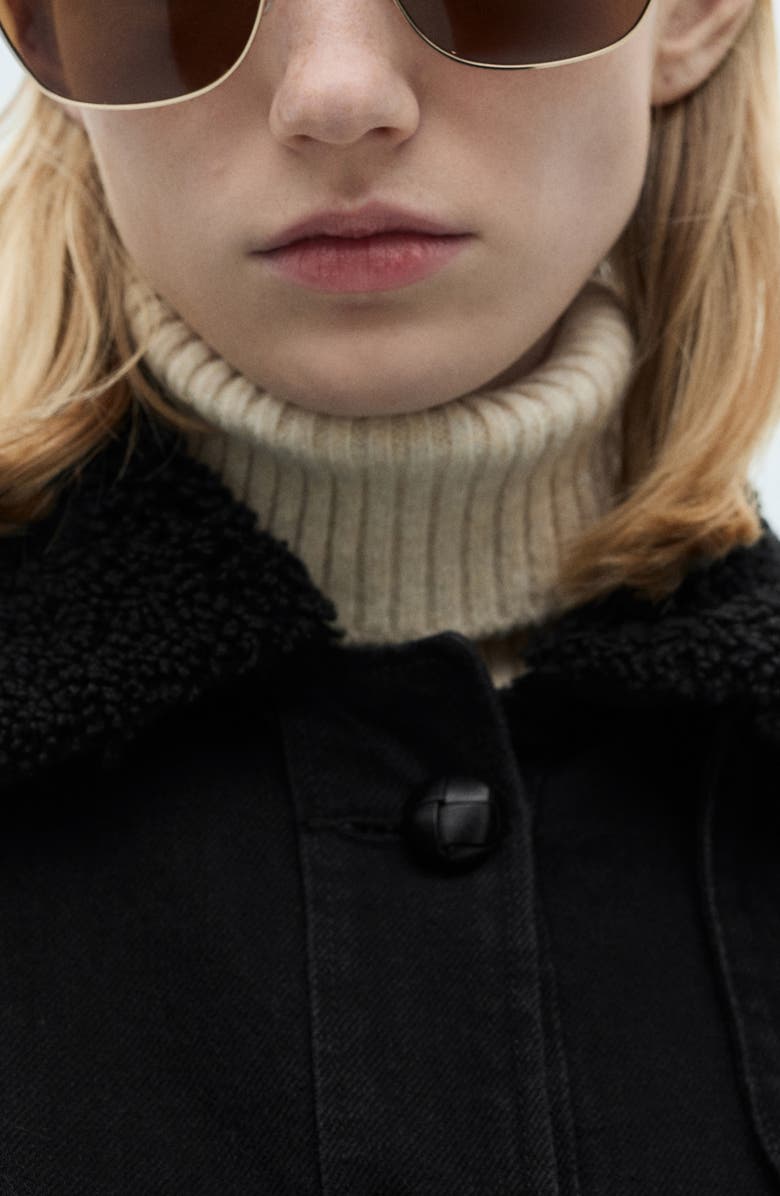 MANGO Faux Shearling Lined Denim Jacket, Alternate, color, 