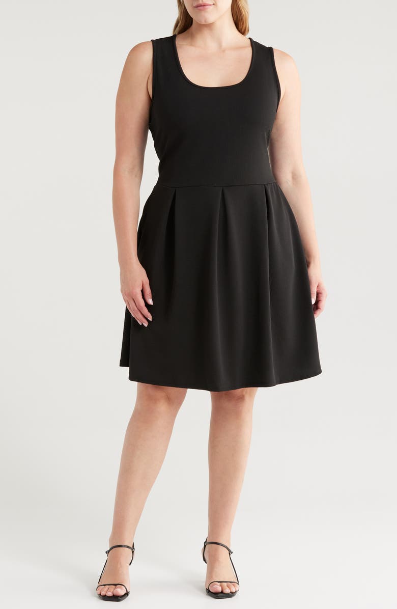 24seven Comfort Apparel Sleeveless Stretch Fit & Flare Minidress, Main, color, Black