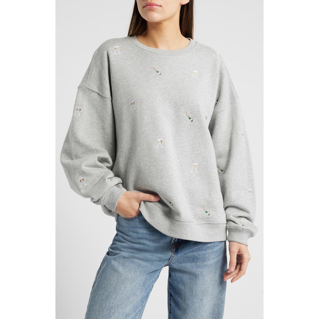 Rails Varsity Cheers Embroidered Cotton Graphic Sweatshirt In Gray