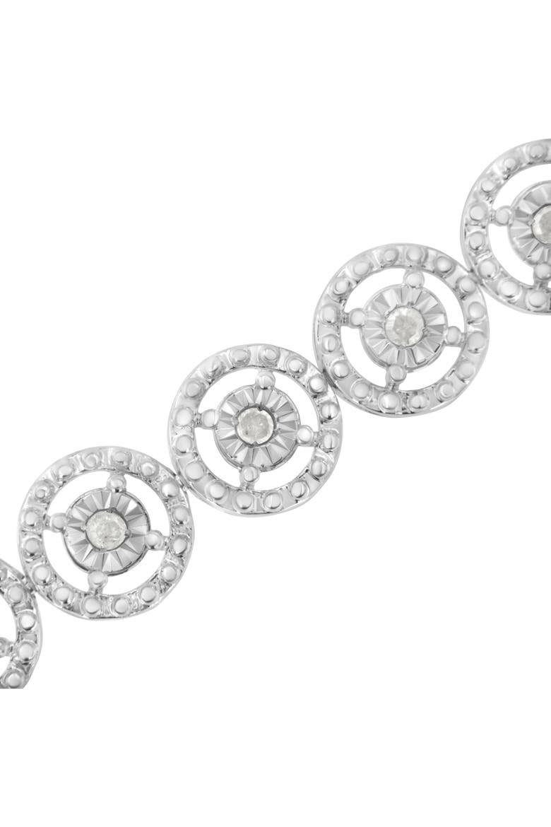 Silver 1.0 Cttw Diamond Nested Circle Miracle Set Open Wheel Link Bracelet, Alternate, color, White