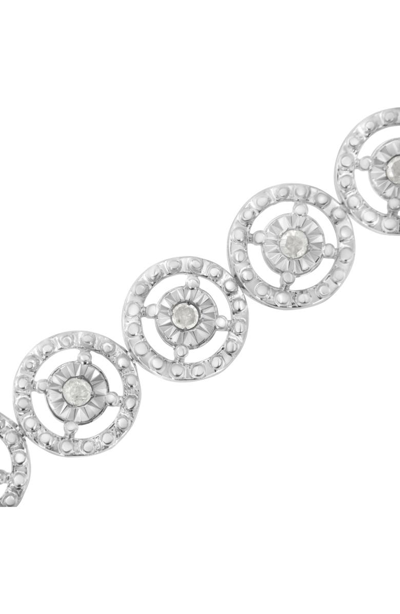 Haus of Brilliance Silver 1.0 Cttw Diamond Nested Circle Miracle Set Open Wheel Link Bracelet, Alternate, color, White