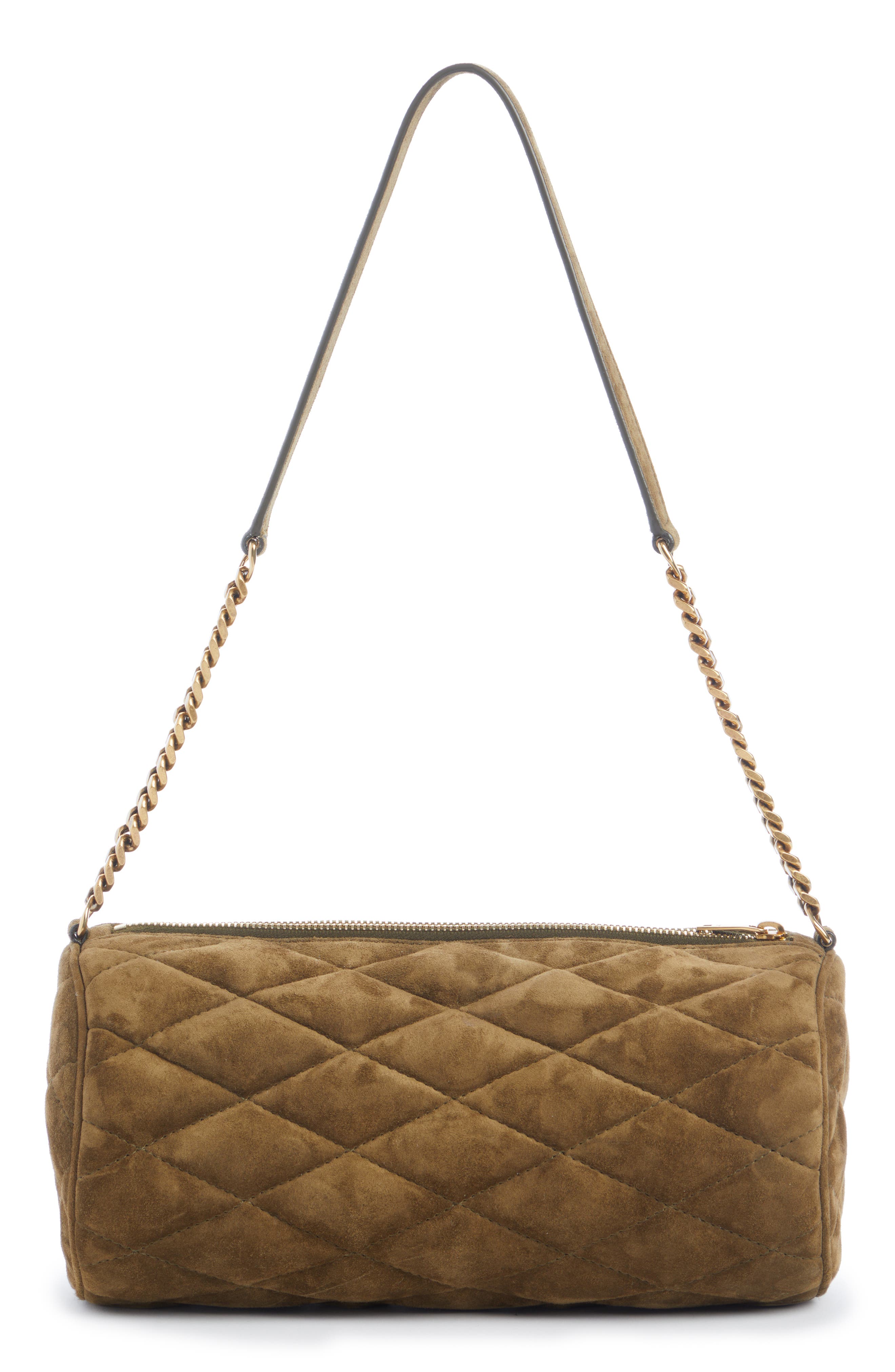 Saint Laurent Small Sade Quilted Suede Tube Bag, Alternate, color, 