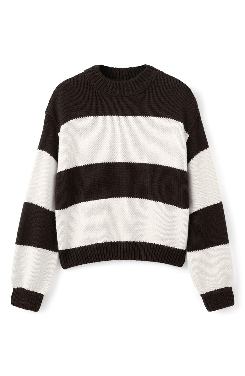 MANGO Knit Striped Sweater, Alternate, color, Ecru