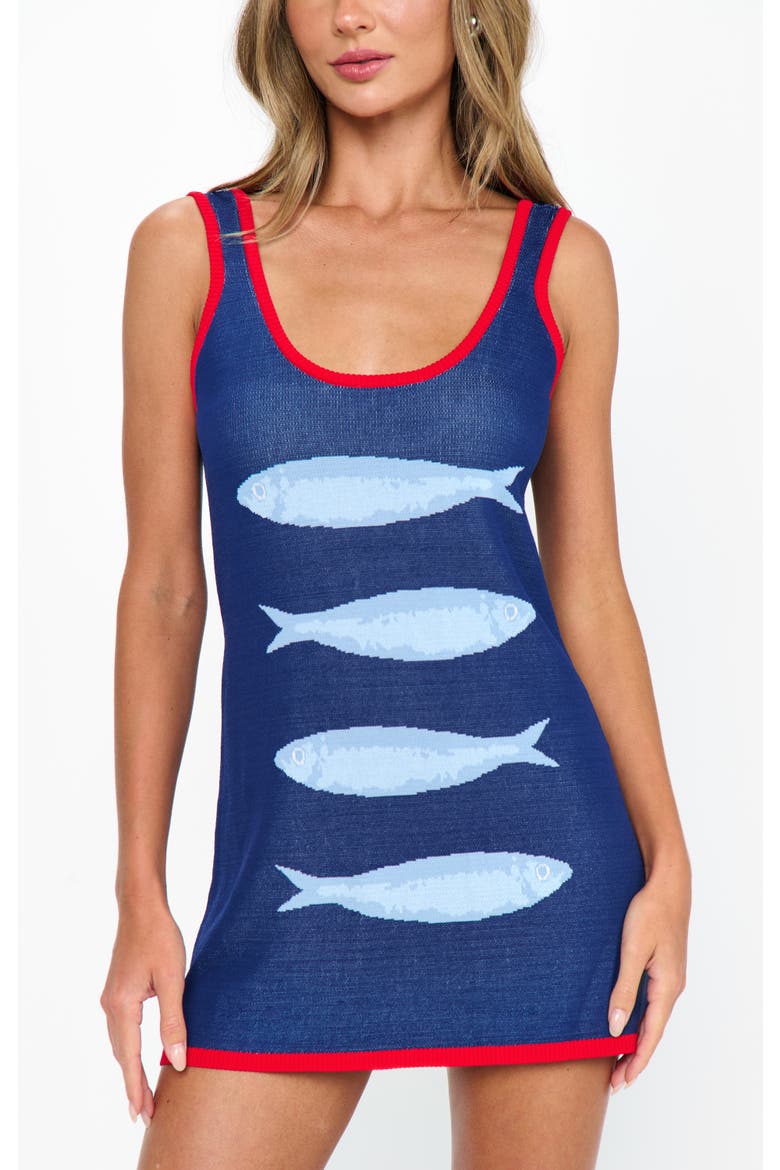 sardine dress Shucks Mini in Butter Crafted from a breezy viscose Sardine Print Spaghetti Strap Maxi
