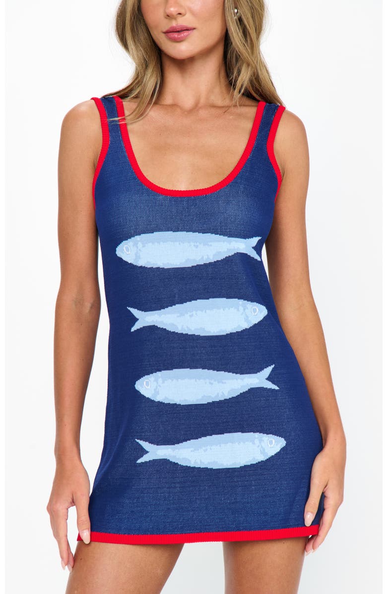 Show Me Your Mumu Next Stop Mini Dress, Alternate, color, Sardines Graphic Knit