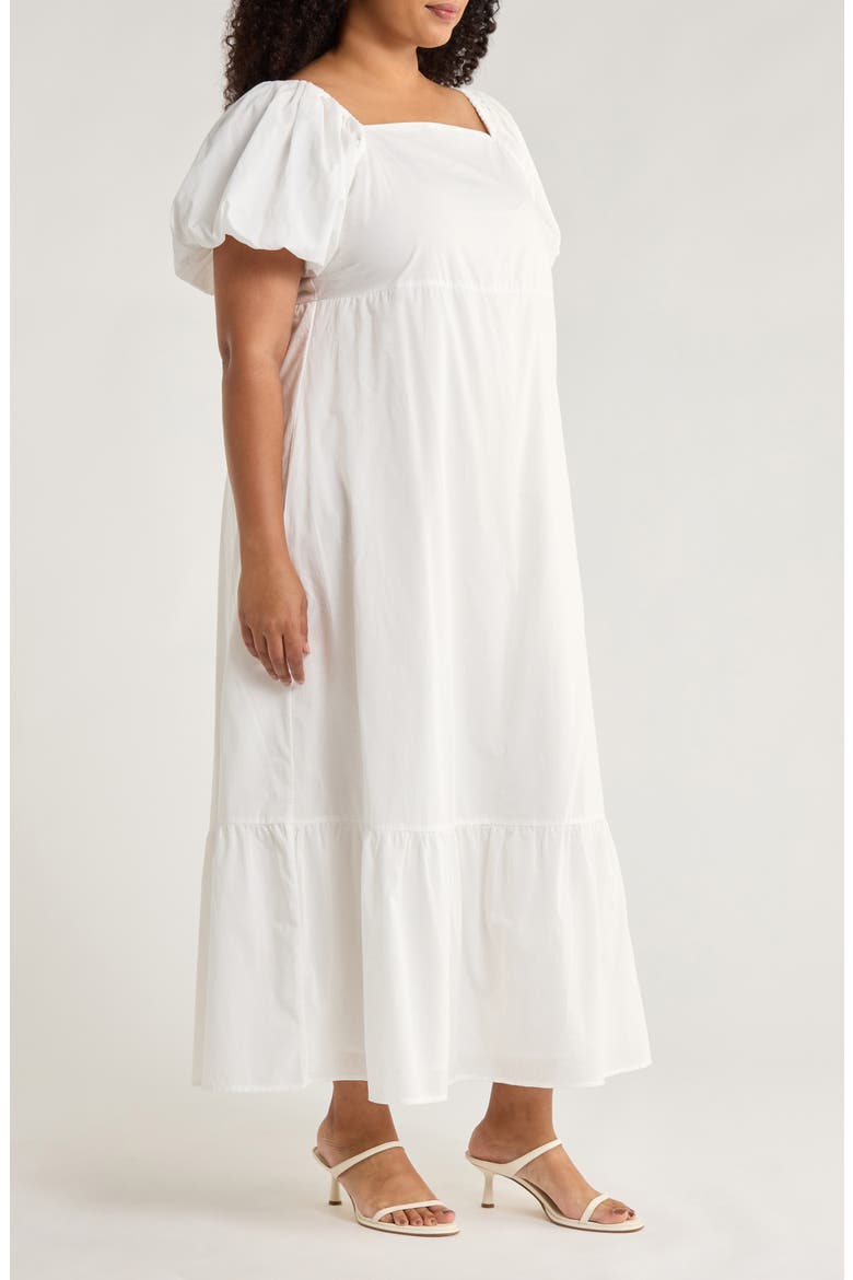 Xena Puff Sleeve Cotton Maxi Dress, Alternate, color, WHITE