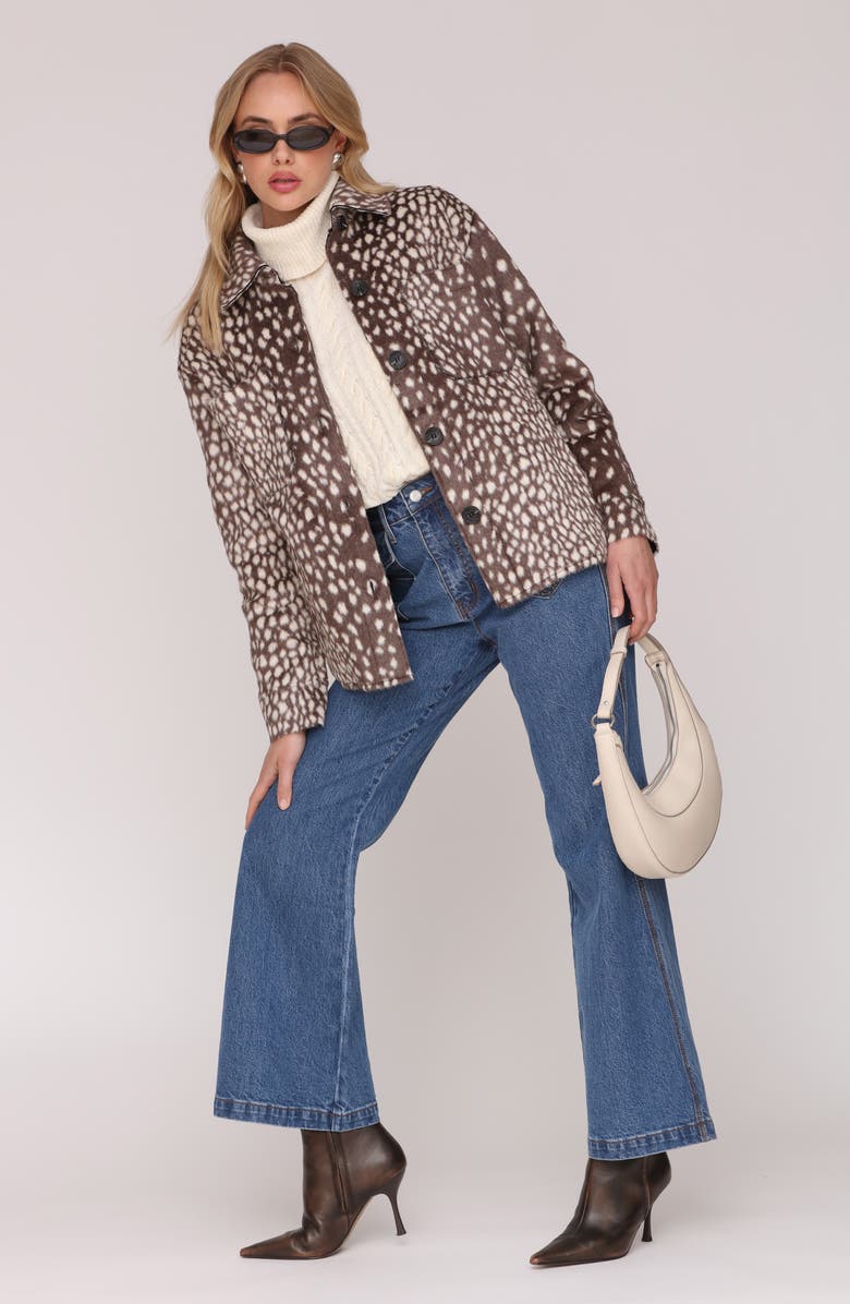 Avec Les Filles Cheetah Print Faux Fur Shirt Jacket, Alternate, color, Brown Spotted Animal