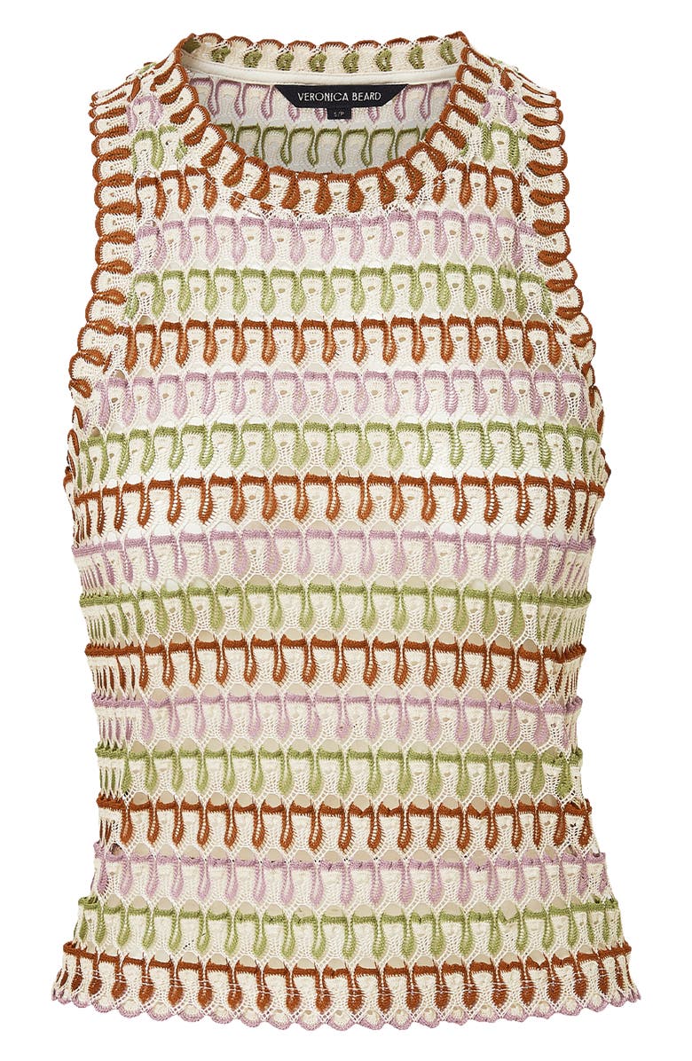 Veronica Beard Rhett Stripe Crochet Knit Tank, Alternate, color, Deep Ochre Dove Multi