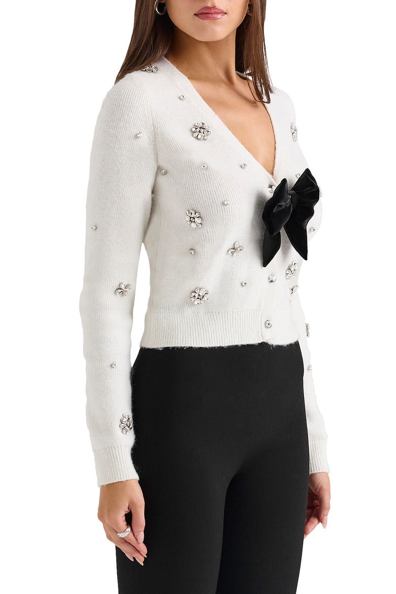 Beaubella Embellished Cardigan, Alternate, color, IVORY